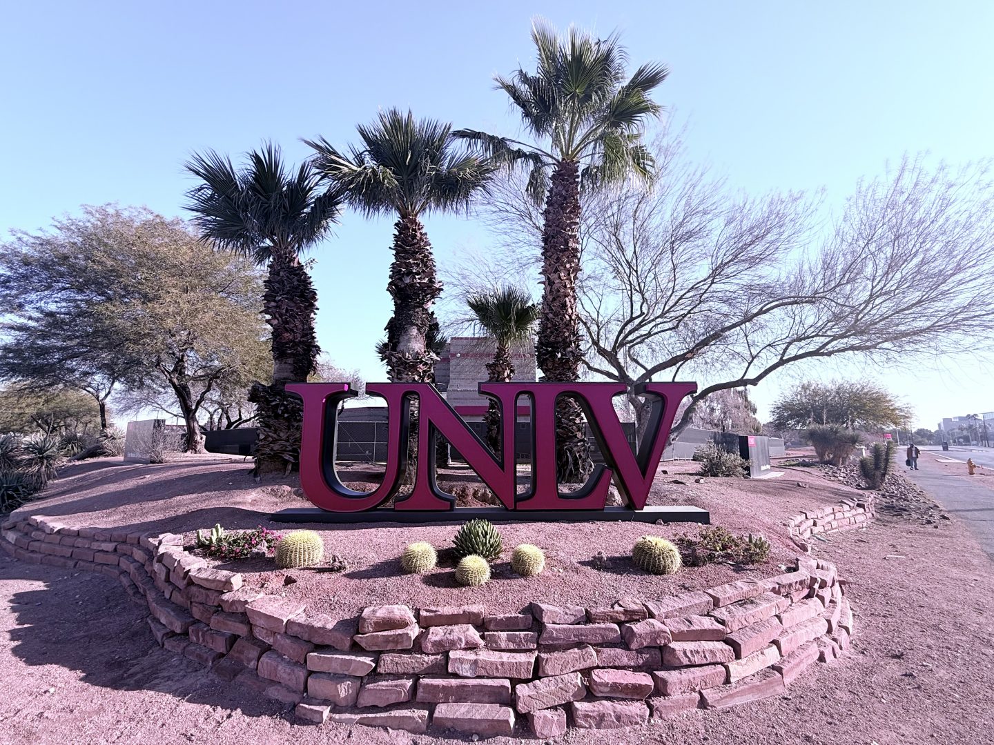 UNLV softball doubleheader losses story image of UNLV campus sign in Las Vegas