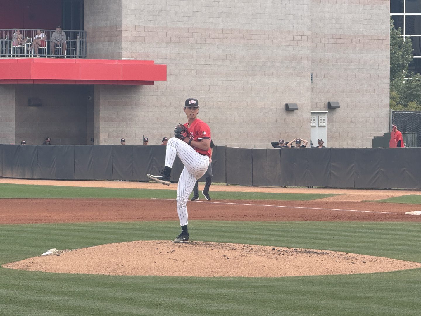 UNLV right-hander Felix Ong delivers a pitch during the Rebels’ 2026 season at Earl E. Wilson Stadium in Las Vegas, Nev. Photo by Mark Hebert — Dice City Sports