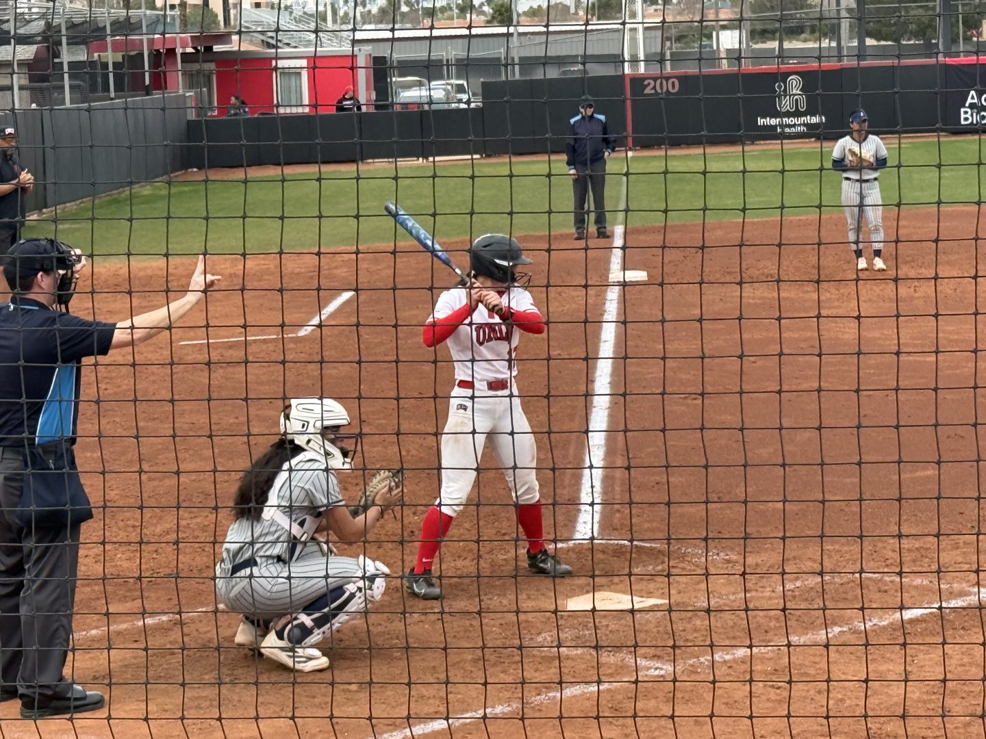 UNLV senior Maggie Vasa (#17) stands in the batter’s box during a game at Eller Media Stadium in Las Vegas.