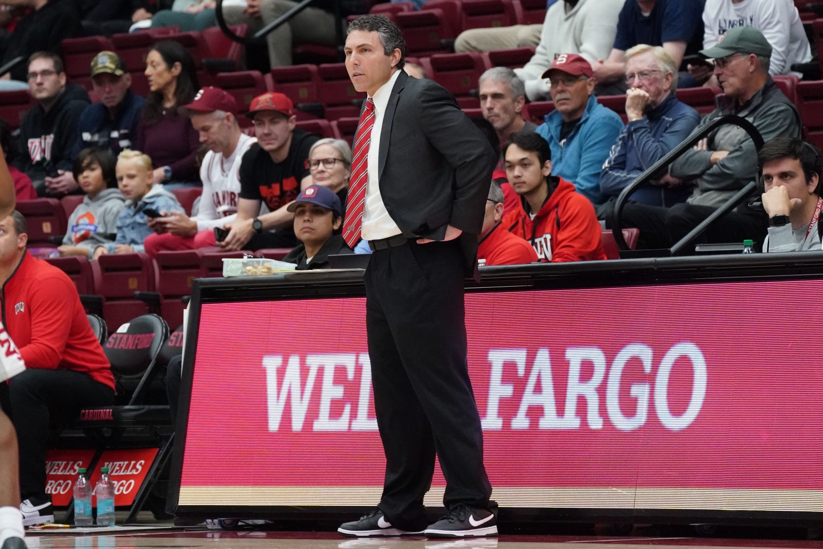 UNLV Runnin' Rebels head coach Josh Pastner watches the action against the Stanford Cardinal in the first half at Maples Pavilion.