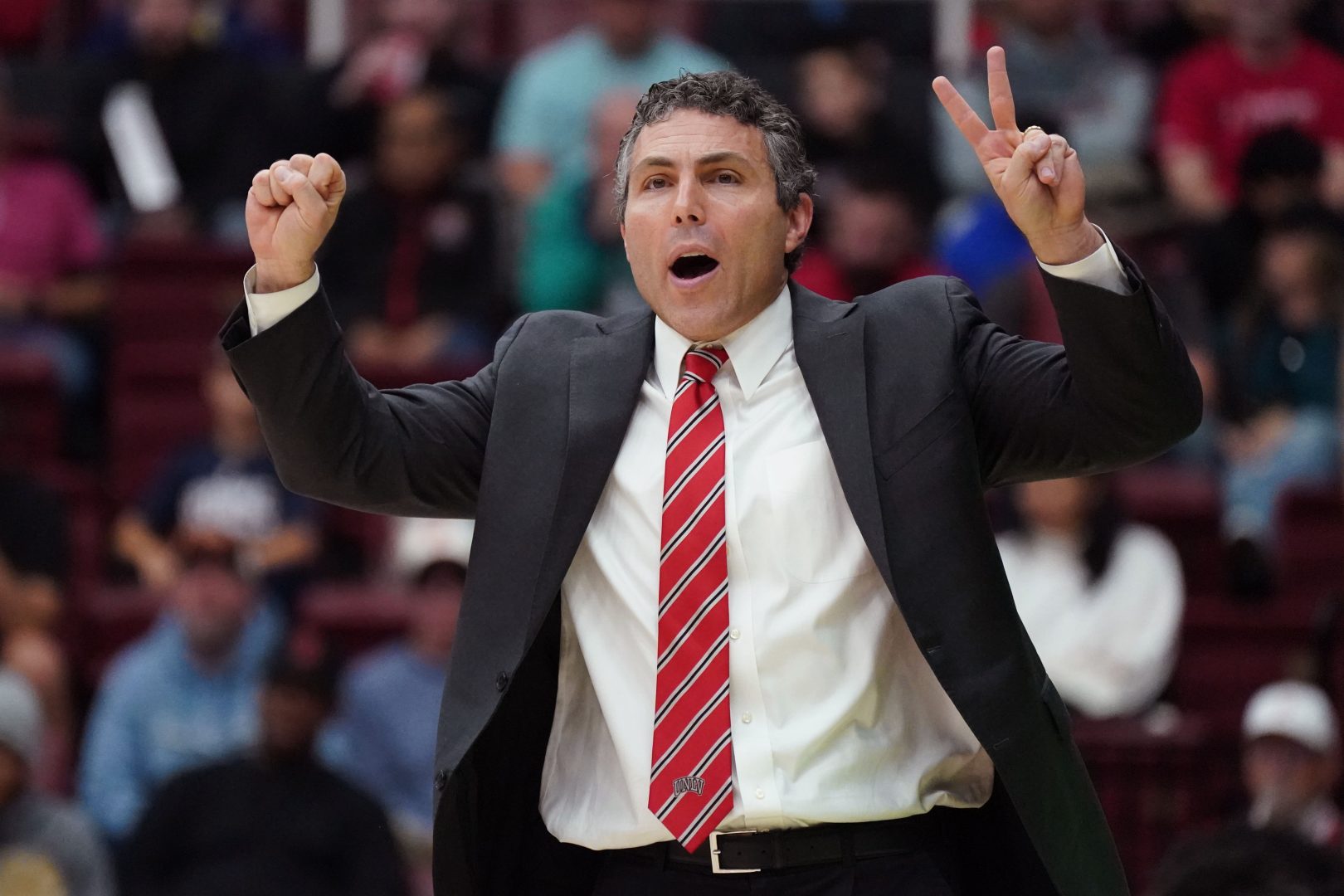 UNLV Runnin' Rebels head coach Josh Pastner coaches his team against the Stanford Cardinal in the second half at Maples Pavilion.