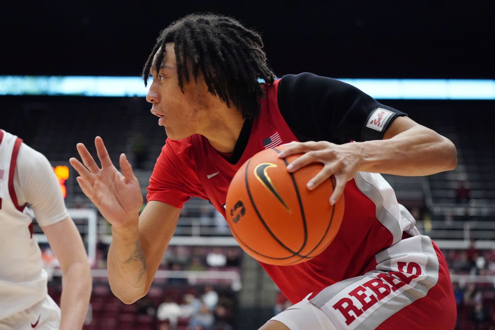 UNLV forward Tyrin Jones (6) drives to the basket against Stanford during the second half at Maples Pavilion in Stanford, Calif., on Dec. 7, 2025.