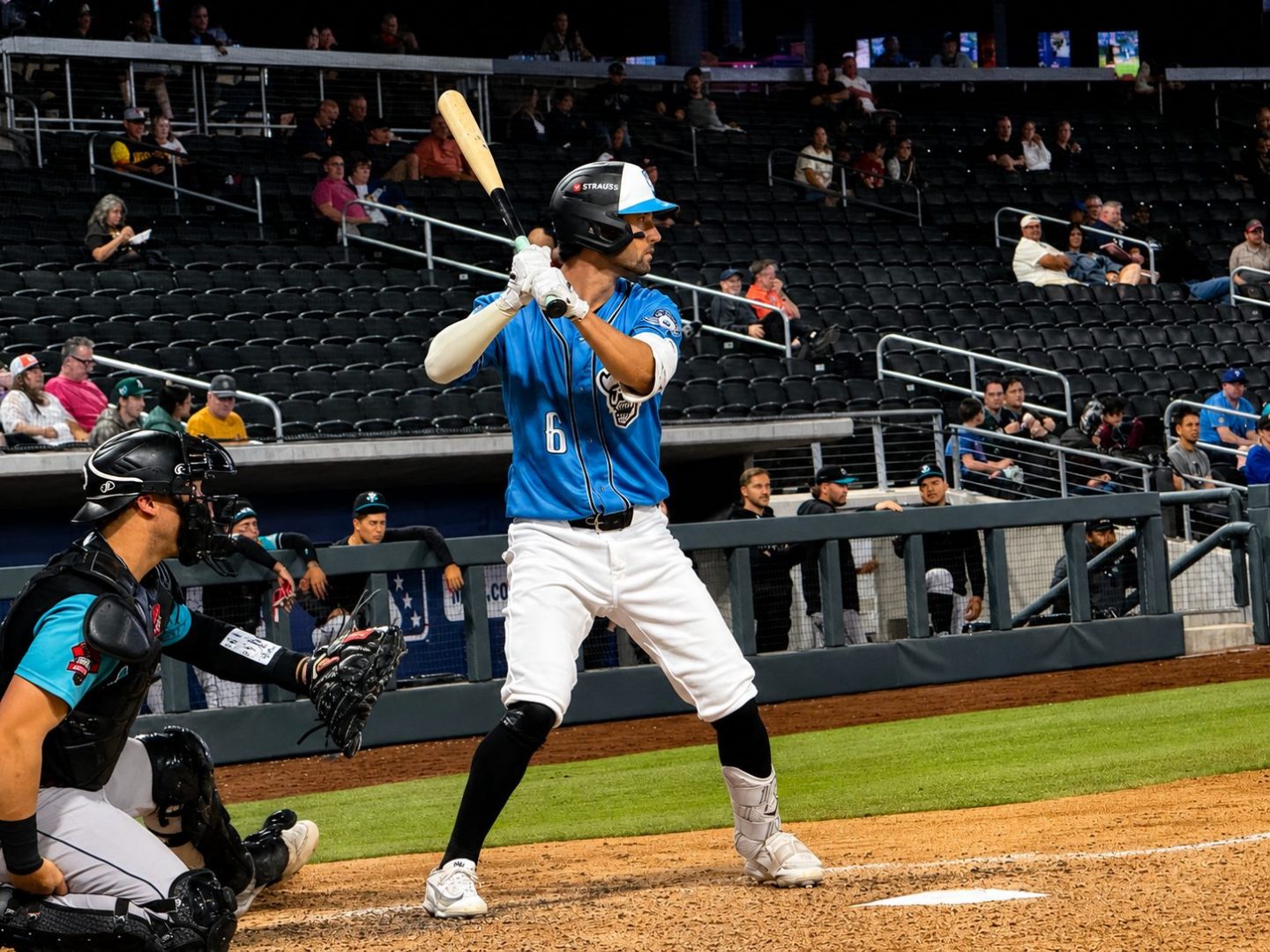Drew Swift, wearing a Las Vegas Aviators uniform with jersey number 6, throws across the infield during a Triple-A game at Las Vegas Ballpark.