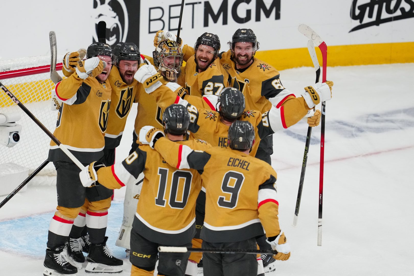 Vegas Golden Knights celebrate winning the Western Conference playoffs