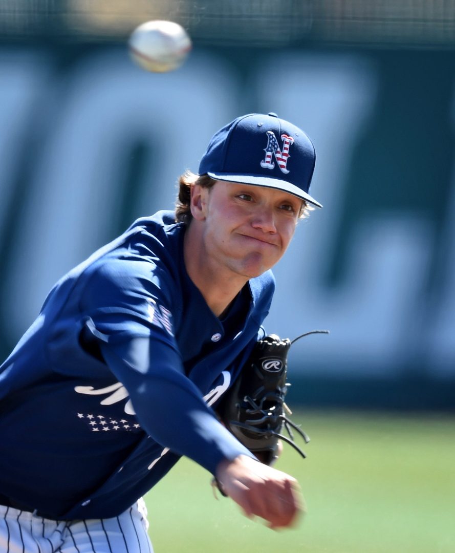 Nevada pitcher Kade Morris throws against Dixie State at Mackay Stadium during a 2022 college game.