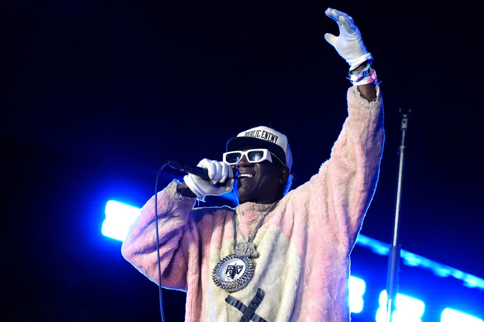 Flavor Flav introduces Green Day on the Coachella Stage at the Coachella Valley Music and Arts Festival
