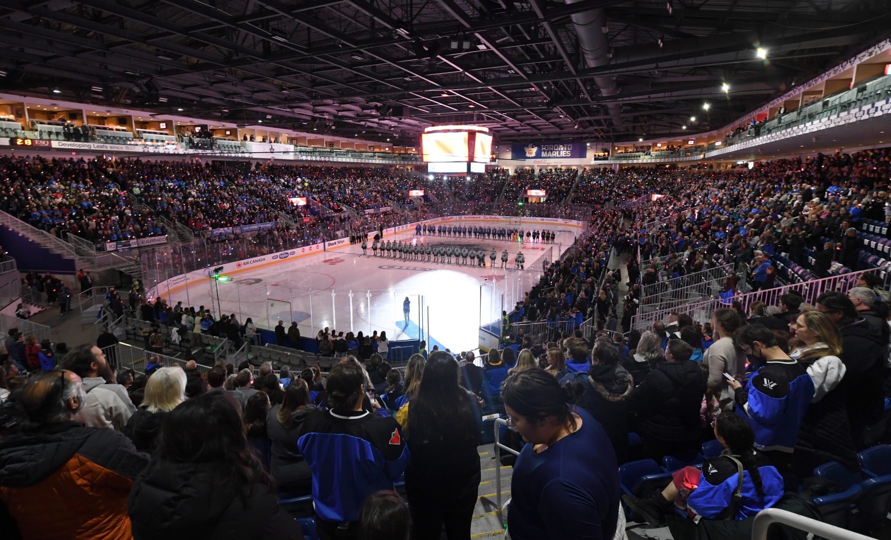 general view of the Coca Cola Coliseum during anthems before the Boston Fleet play the Toronto Sceptres