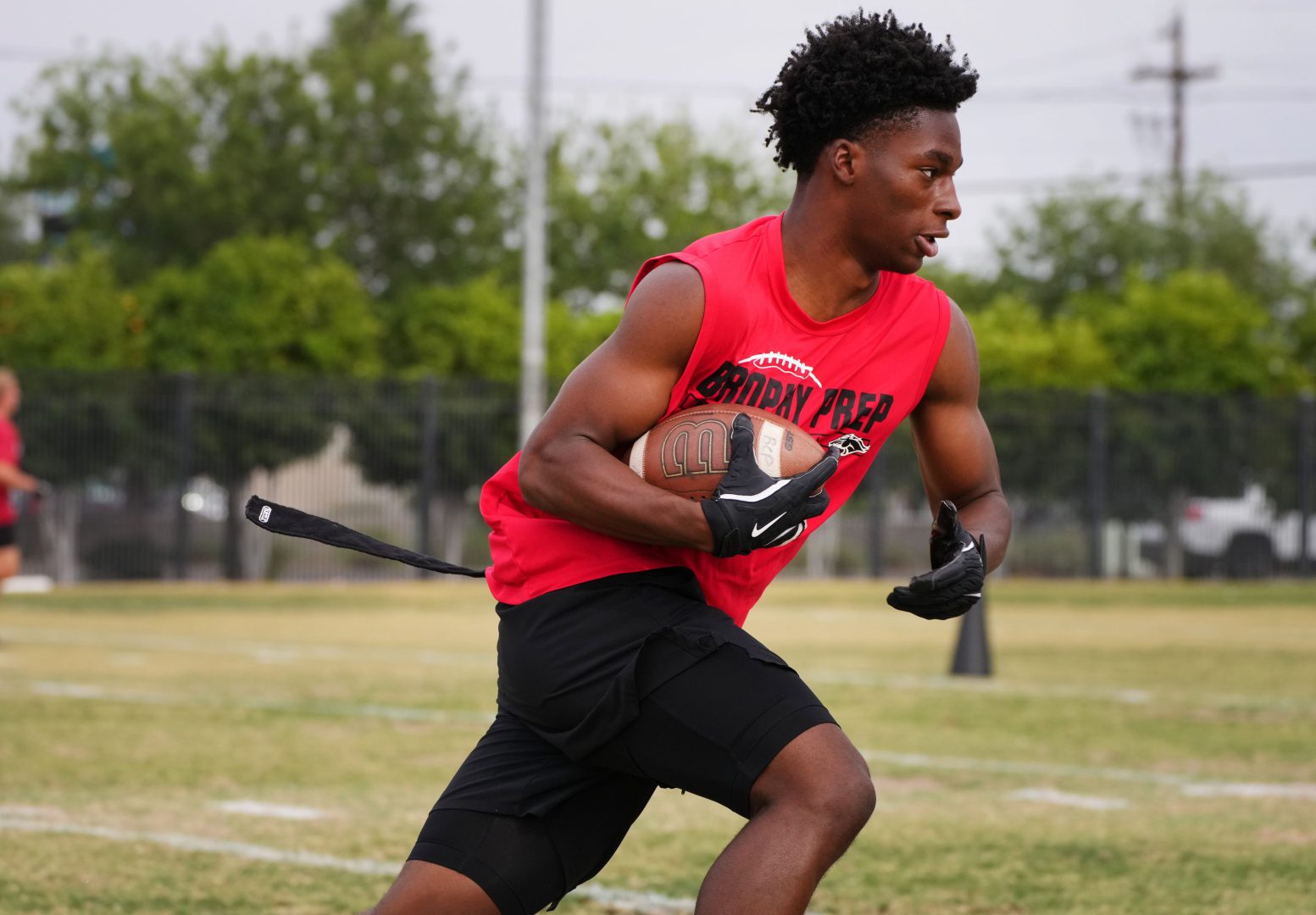 Brophy College Prep wide receiver Donovan McNabb Jr. works out during spring practice in Phoenix before committing to UNLV.