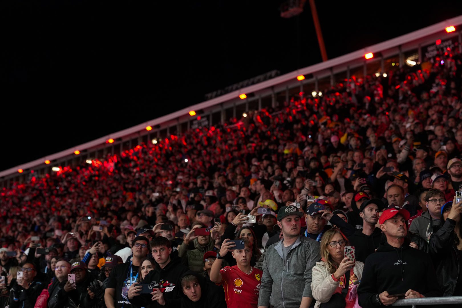 Fans watch from the stands during the Las Vegas Grand Prix at the Las Vegas Strip