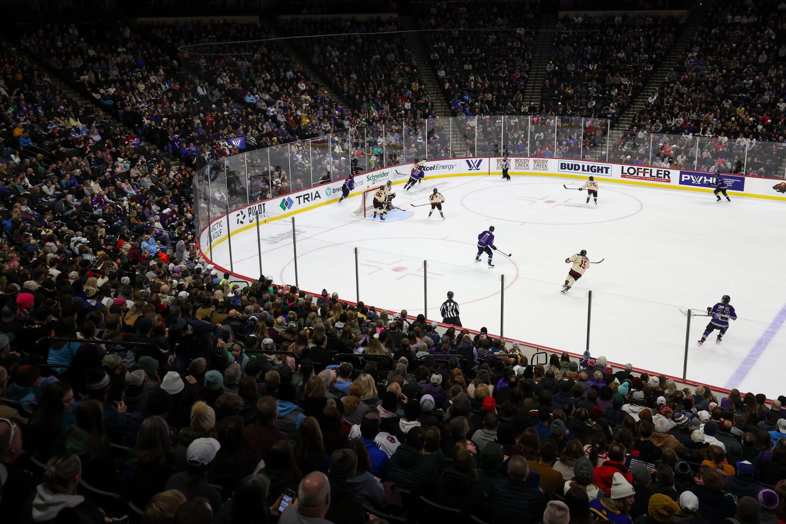 A general view during the first period in a PWHL ice hockey game